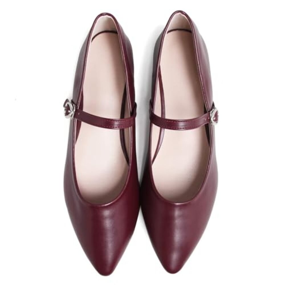 Leather Flats Pointy Toe Slip On Work Shoes Comfortable Retro Style - Picture 5 of 8